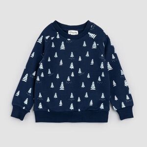 Miles the Label Navy and white Tree Holiday print Winter Sweatshirt size 4  NWT